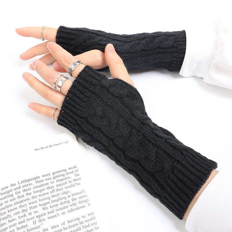 Мужские и женские шерстяные перчатки без пальцев в корейском стиле - модные короткие перчатки осень/зима