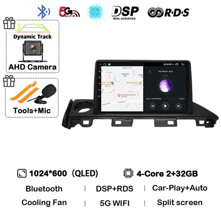 Android 14 Carplay Автомагнитола для Mazda 6 Atenza 3 2016 2017 2018 GPS 4G+WIFI Видеоплеер Мультимедиа Стерео Головное Устройство QLED