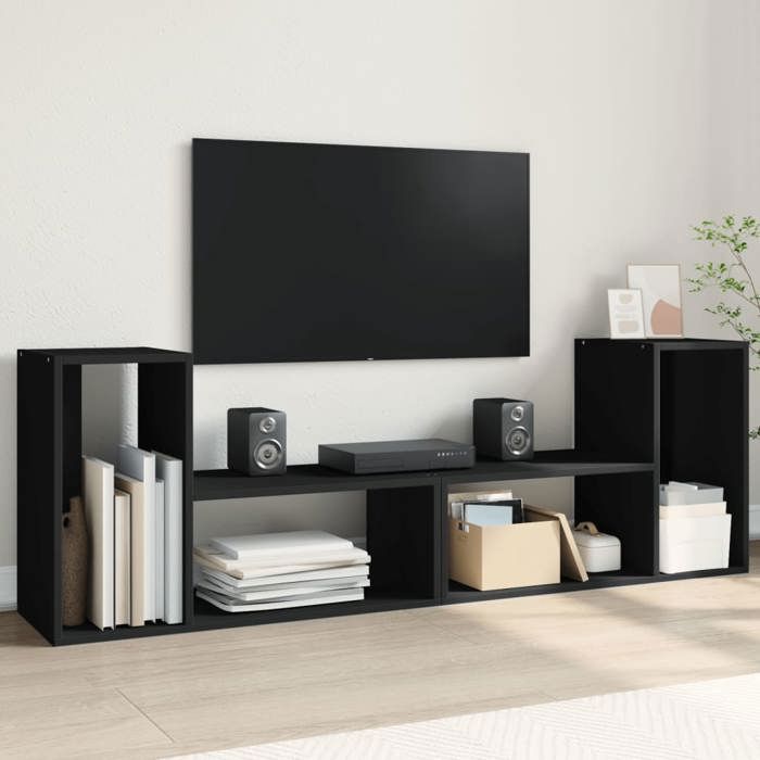 VidaXL Meubles TV 2 pcs noir 75x30x50 cm bois d'ingénierie, support TV, meuble multimédia, centre de divertissement, buffet 840787