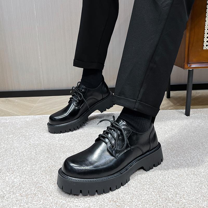 Fashion Fashion Trends Platform Thick Bottom Men's Oxford Shoes Leather British Men's Office Shoes Men Dress Shoes Formal Lace-up Shoes