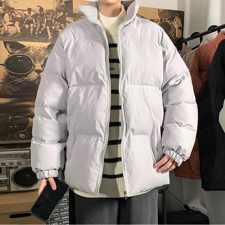 Уличная одежда, повседневные теплые мужские зимние куртки, однотонная модная мужская парка с воротником-стойкой