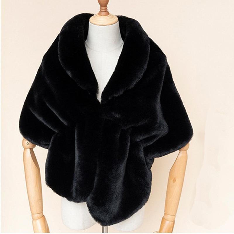 Женская теплая однотонная шаль из искусственного меха, мягкая удобная модная шаль из искусственного меха, накидка для свадебной вечеринки, синяя искусственная шерсть