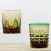 Handmade Japanese Style Edo Kiriko Whiskey Glass Tumbler Colored Hand Cut To Clear Glasses Color Tinted Old Fashioned Glasses