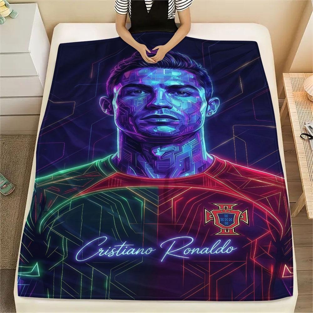 1PC CR7 Cristiano Ronaldo Patterned Flannel Blanket Suitable For All Seasons for Home Decor Warmth and Comfort Gifts Holiday Present