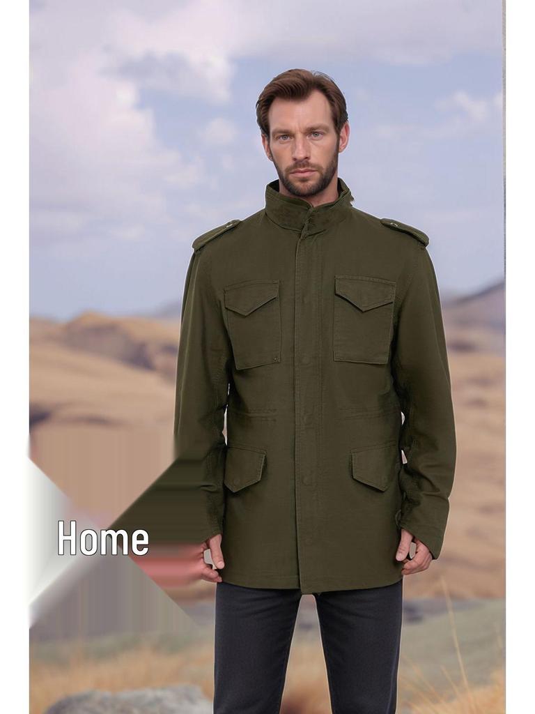 Мужская куртка в стиле ретро 2025 года - Свободная, с множеством карманов, Повседневный стиль Весна/Осень