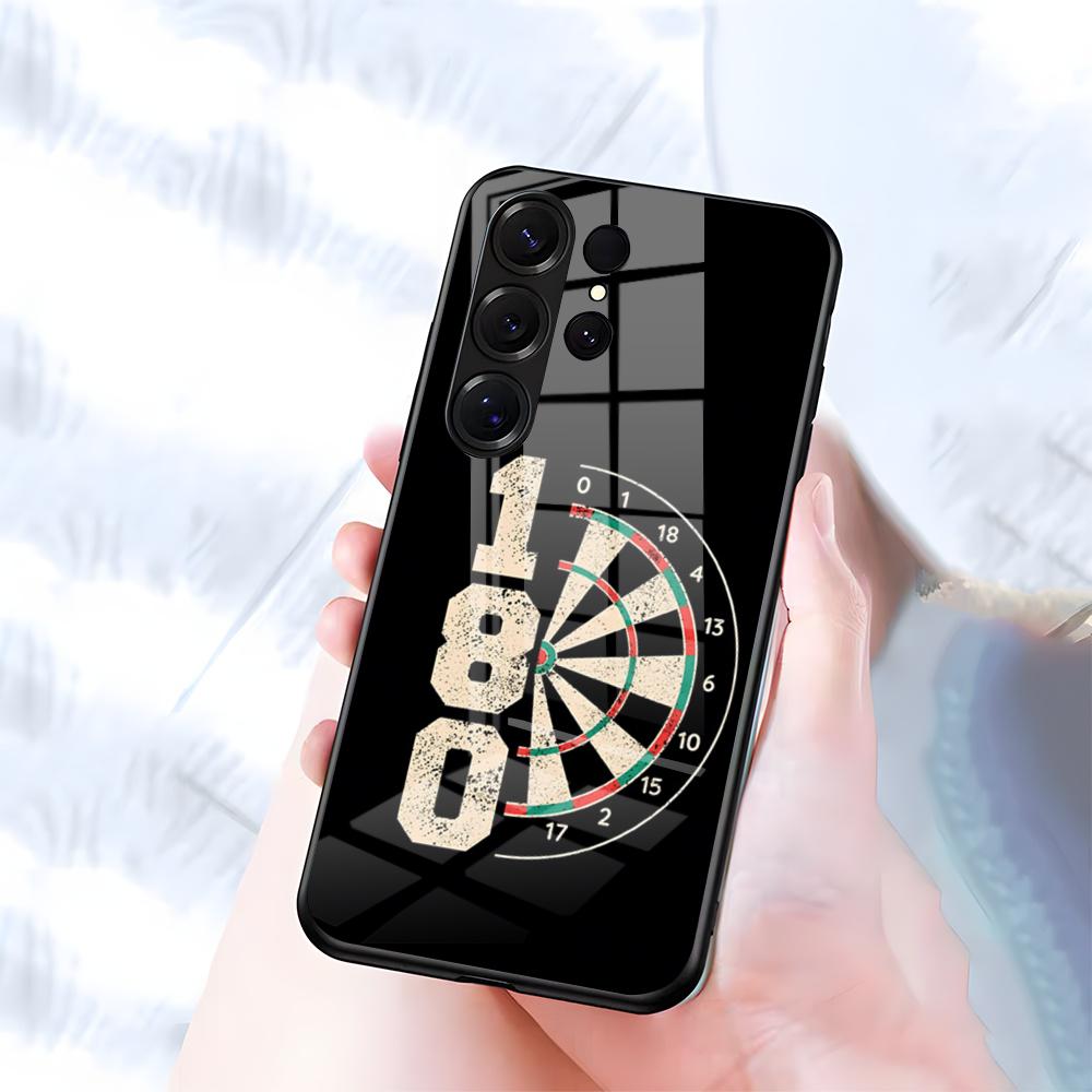 Чехол для телефона Playroom с принтом дартс для Samsung S26 S25 S24 FE S23 S22 S21 Plus S20 Ultra Note20Ultra Черный стеклянный чехол
