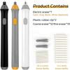 Portable Plastic Pen Electric Pencil Eraser 22 Eraser Refills Artist Eraser Set  For Drawing