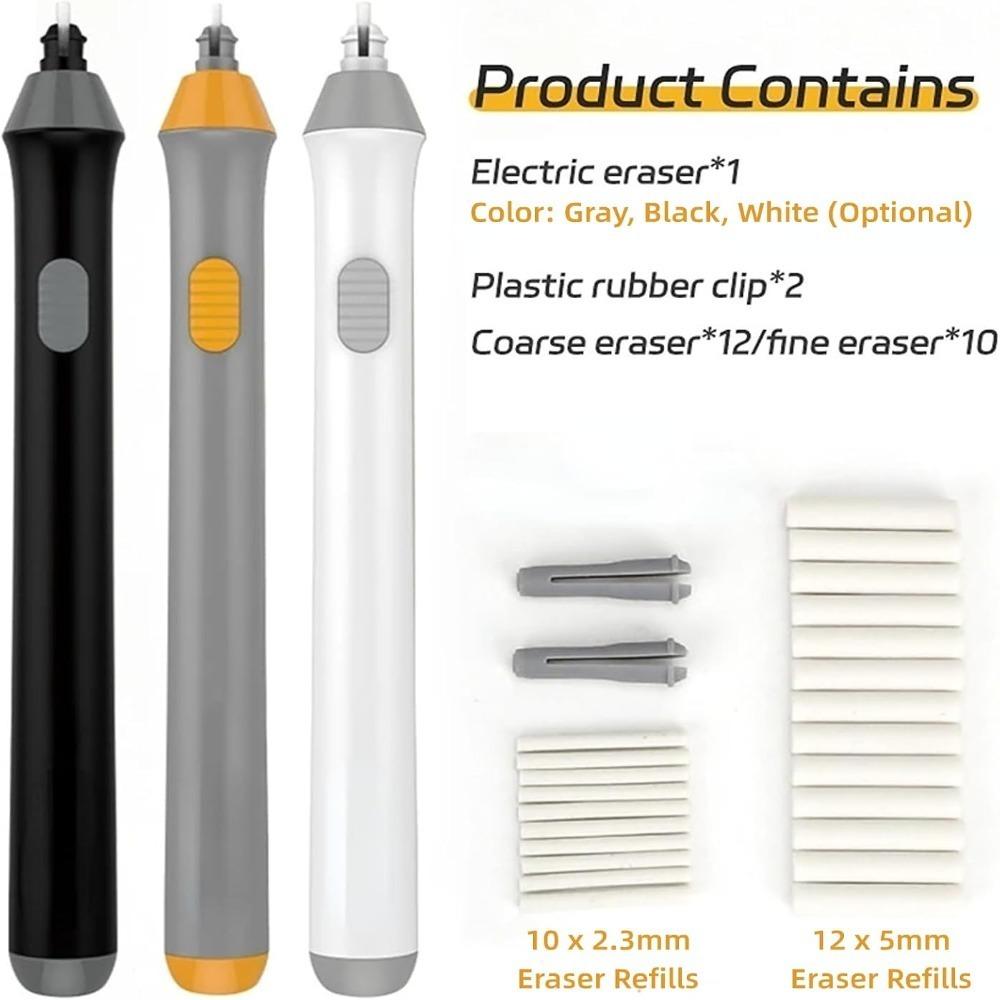 Portable Plastic Pen Electric Pencil Eraser 22 Eraser Refills Artist Eraser Set  For Drawing