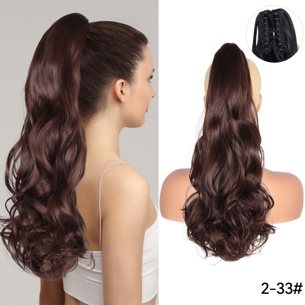 22" Ponytail Extension Claw Long Thick Wavy Curly Jaw Clip In Fake Pony Tails Soft Natural Looking Synthetic Hairpiece For Women