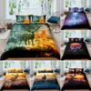 Пододеяльник с оленями King/Queen Size Дикая природа Олени Огненный узор Печать Комплект постельного белья Для подростков Взрослых Мужчин Коричневый Лось Животное Покрывало