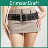 Gothic Punk Fashion Belt With Double Stitch And Metal Nail Details For Trendy Casual Outfits
