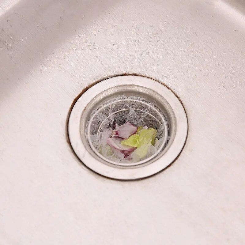 100 шт., одноразовый фильтр для раковины, кухонная канализационная сетка, фильтр-мешок для мусора, сито для раковины, аксессуары, ванная комната0, слив для волос, антиблокировочный