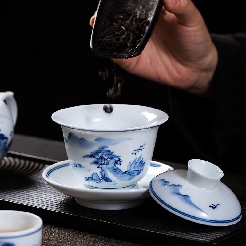 Jingdezhen Hand-painted Blue and White Porcelain Tea Set