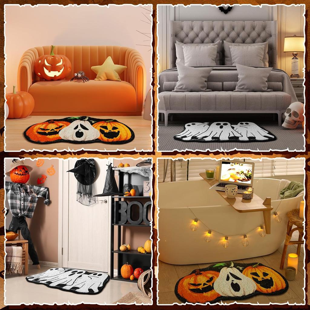 2 шт. коврика на Хэллоуин 14 дюймов X 24 дюйма, стеганые, нескользящие, для ванной комнаты, входной двери, гостиной, коврики