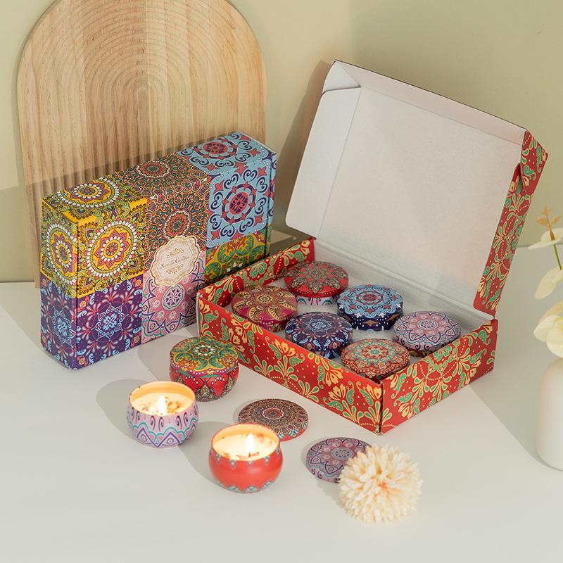 Six-Piece Soy Aromatherapy Candle Set - Long-Lasting Indoor Fragrance with Dried Flowers
