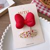 2/4PCS Red Hair Pins for Girls Fabric Bow Bangs Clips Christmas Baby Hair Accessories Knitted Sweet Korean Hair Clip Kids Gifts
