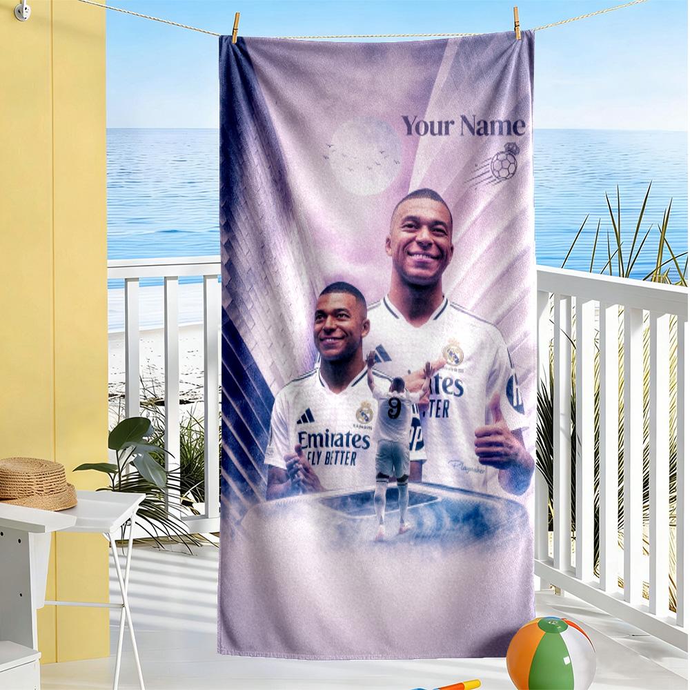Mbappé Personalized Text Beach Towel High Absorbency & Quick-Dry Portable for SwimmingBeachCamping Travel Beach AccessoriesGym