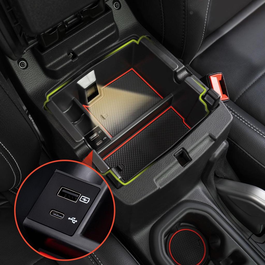 DrCarNow Органайзер на центральную консоль с USB-портом для зарядки, вставка в подлокотник, аксессуары