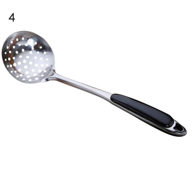 304 Stainless Steel Soup Spoon Colander with Thickened Handle Serving Ladle Flower Leakage Hole Tableware Kitchen Cooking Tool