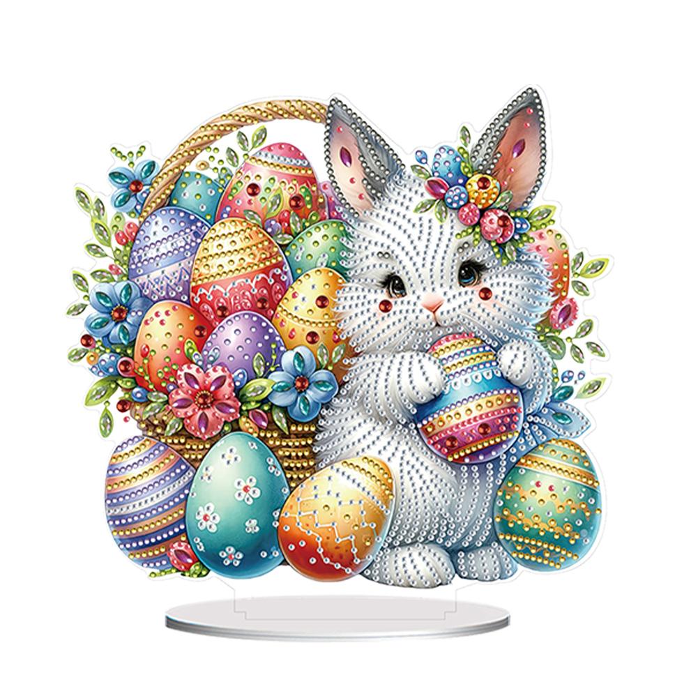 Acrylic Special Shape Piano Rabbit Table Top Diamond Painting Ornament Kits Rhinestones Desktop Ornaments for Home Office Decor