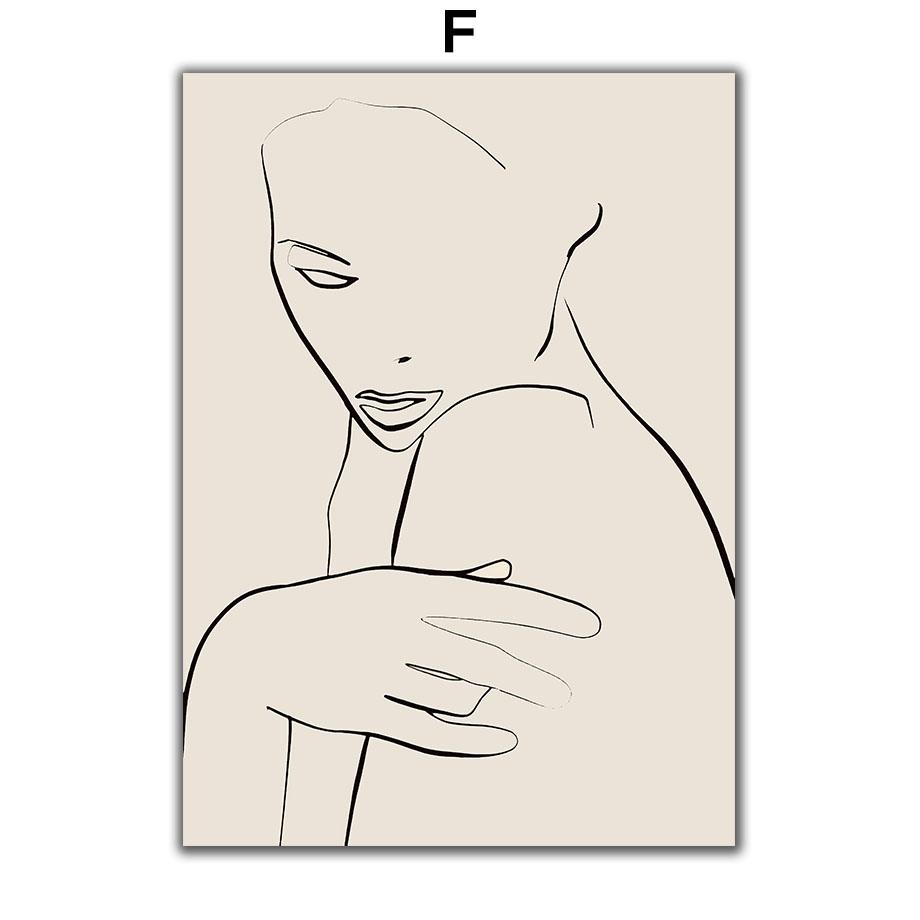 Abstrat Girl Lines Succulents Leaf Minimalist Wall Art Canvas Posters PaintingAnd Prints Wall Pictures For Living Room Decor