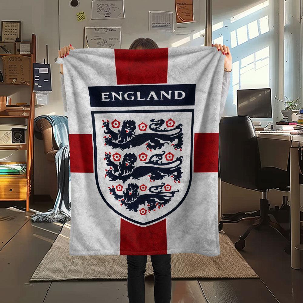 England national football logo Printed Flannel Blanket, soft throw for bedroom sofa, washable,soccer fan merchandise, great gift.