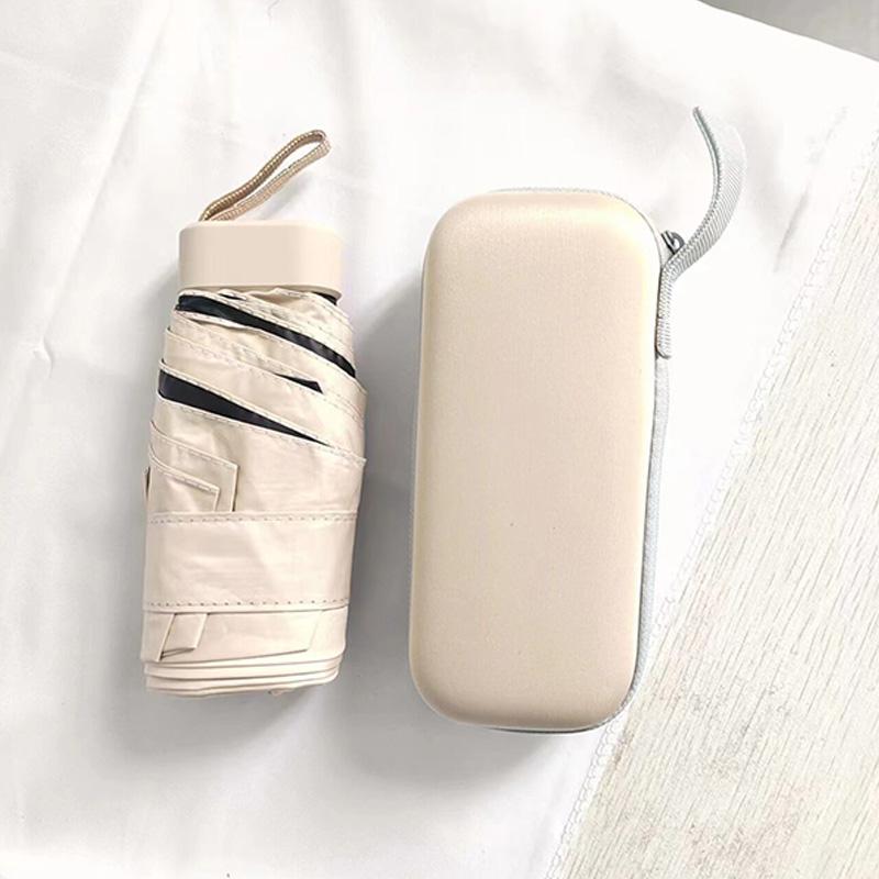 Мини-зонт от солнца, зонт с 6 костями для солнечных и дождливых дней, удобный для путешествий на открытом воздухе и зонт с карманом для хранения