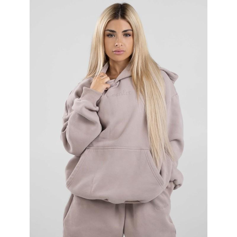 Oversized Embroidered Fleece Hoodie Loose Jogger Set Women Comfort Casual Streetwear