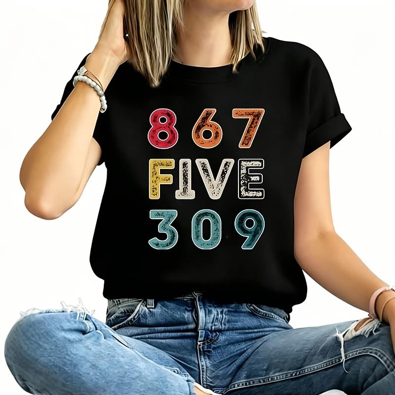 TX8675309 Graphic Print Women's Plus Size T-Shirt 100% Cotton 220g