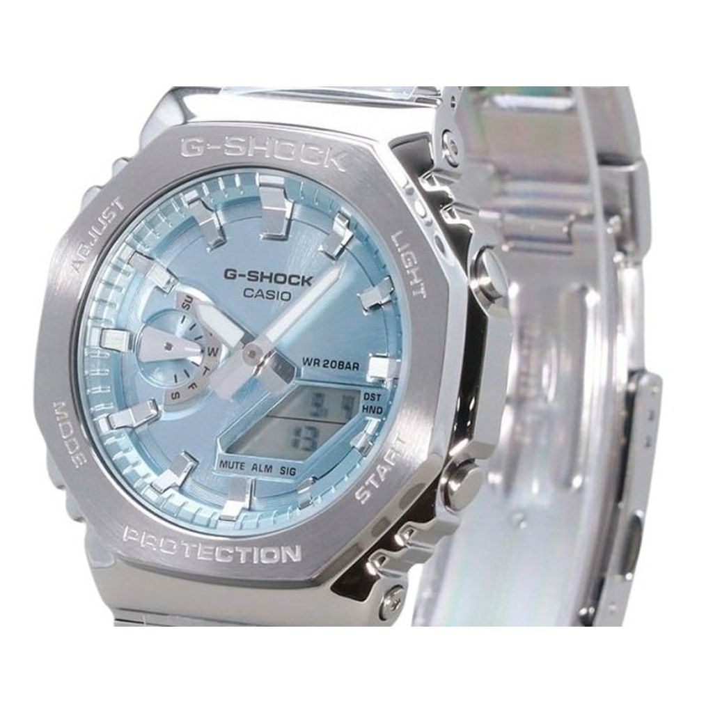 Casio G-Shock G-Steel Аналоговые Цифровые Нержавеющая сталь Светло-Голубой Циферблат Кварцевые GM-2110D-2A 200M Мужские Часы