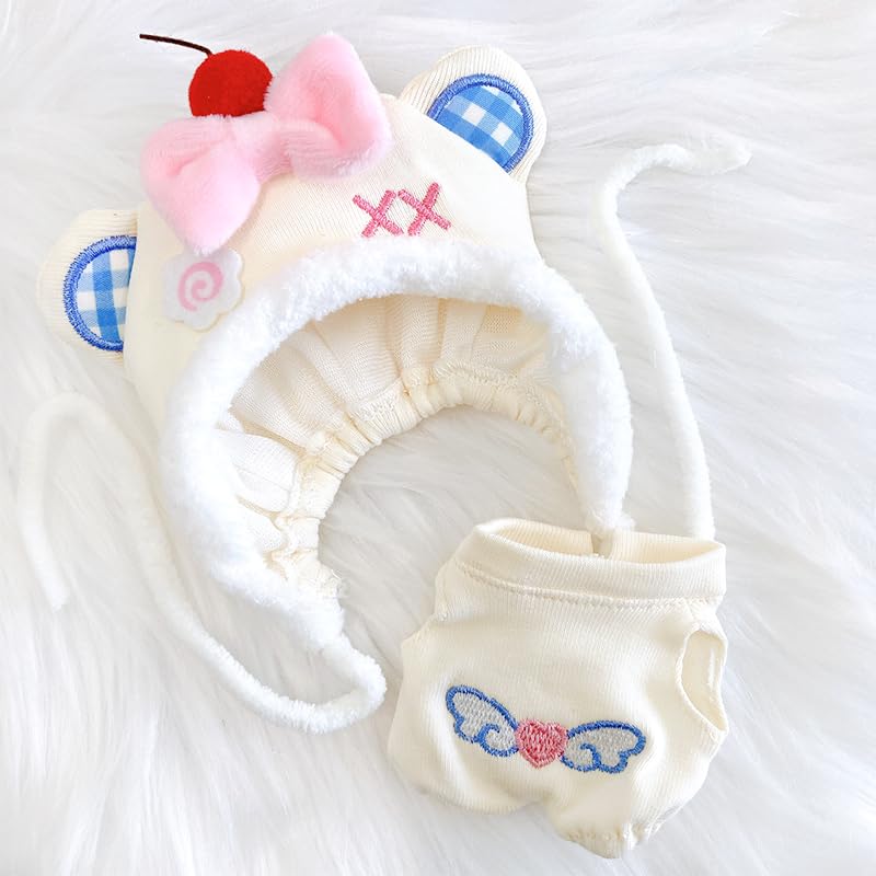 Kigurumi Cap & Clothes Set [for 10cm] White, Plush Clothes, Kigurumi Accessories, Otaku Activities, Doll Mascot, Kpopdoll Costume [Used]