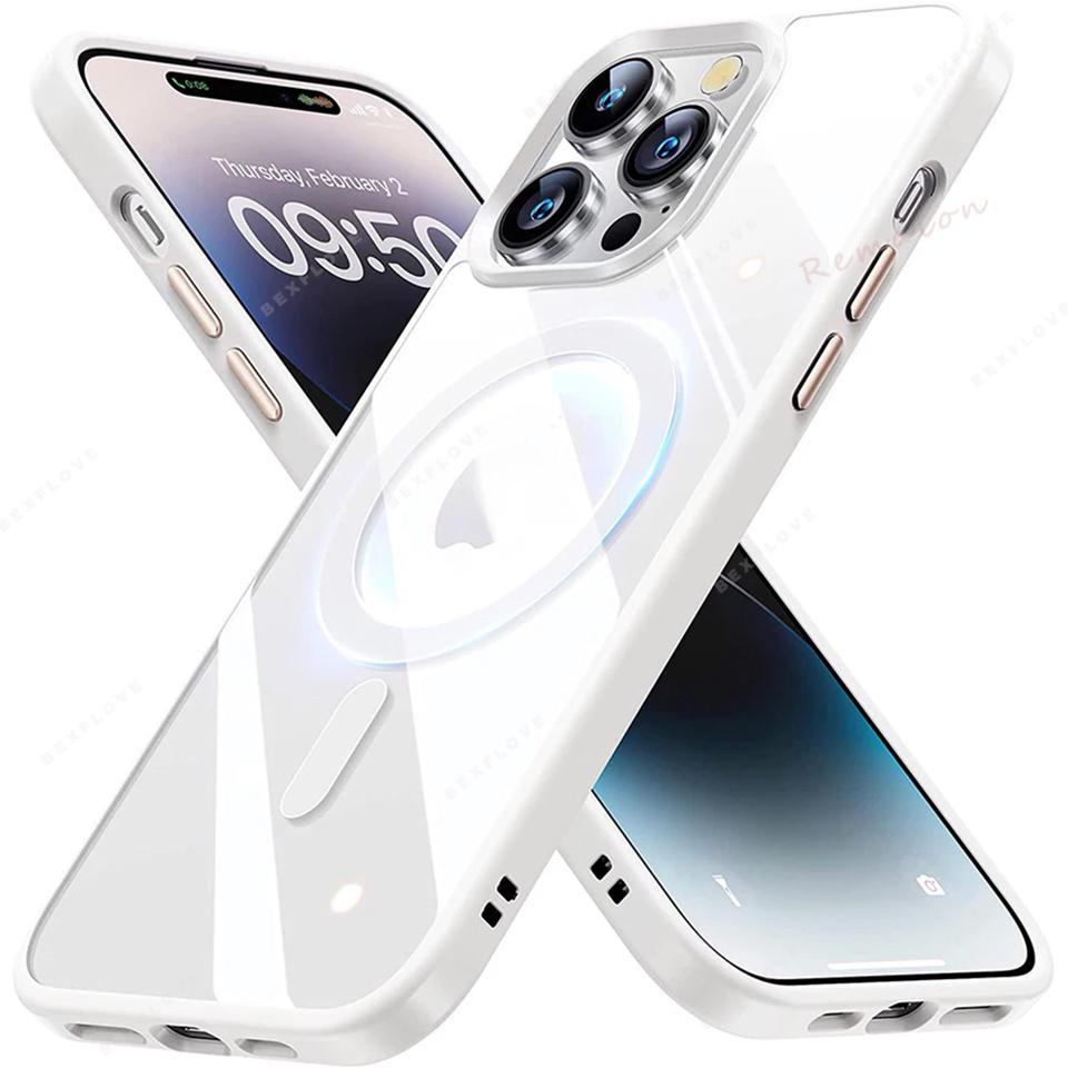 Магнитный прозрачный чехол для телефона для iPhone 16E 14 15 16 Plus 11 12 13 Pro Max X XR XS MAX 12 13 Mini Зарядка Magsafe Ударопрочный чехол