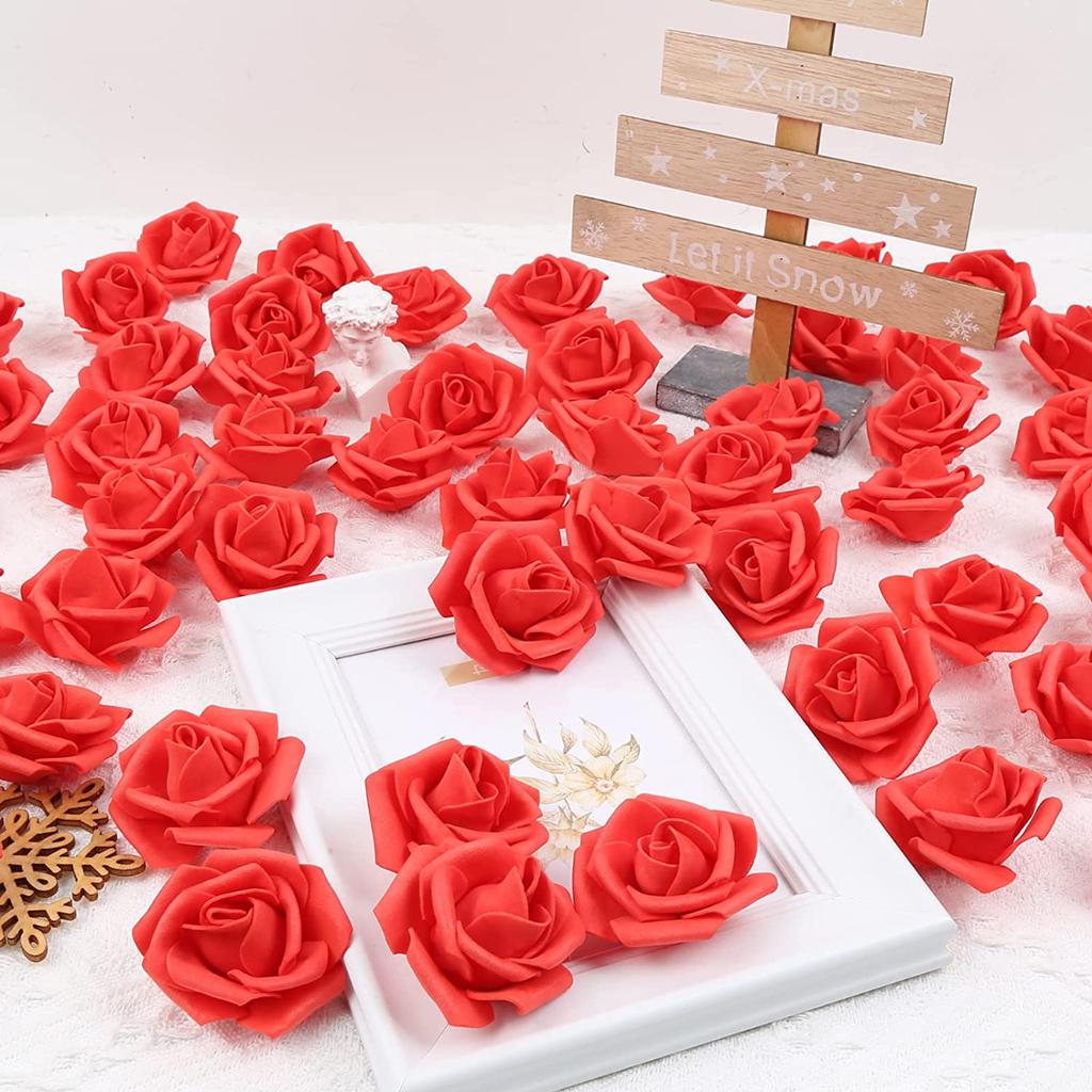 200 шт. искусственных роз, искусственные головки цветов, розы без стеблей, 5 см, пенопластовые розы, искусственные головки цветов для поделок, свадебных украшений для детского душа