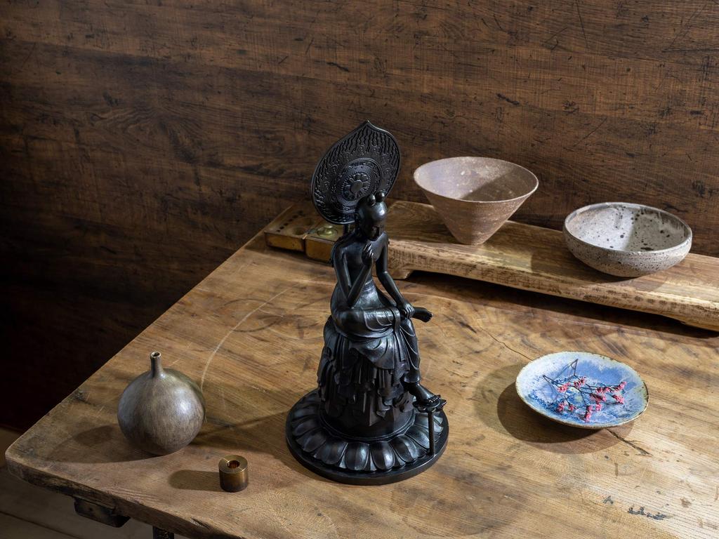 National Treasure Reproduction Maitreya Bodhisattva Statue Temple 31cm Lacquer Finished Wax Buddhist Junji Gun Original Statue Figure Takaoka