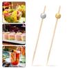 100Pcs Fancy Bamboo Cocktail Picks with Gold Ball End Biodegradable Environmentally
