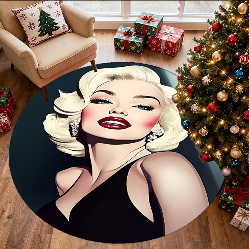 Marilyn Monroe Pattern Round Rug, Indoor/Outdoor Mat, for Picnic, Gameroom, Bedroom, Office, Living Room, Home Decor Carpet, Birthday Gift
