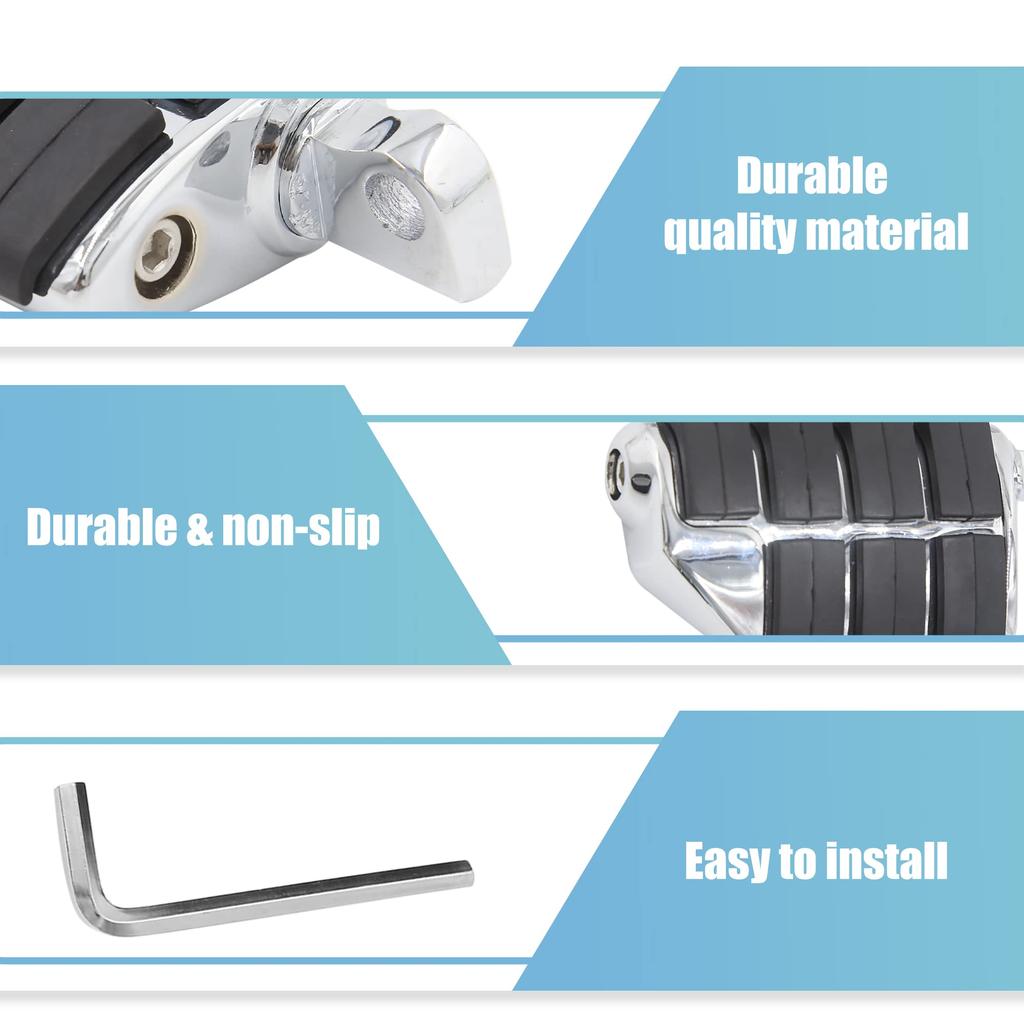 Uxcell Footpeg Bike Step Male Mount Double Footpeg Set Black Silver Tone for Bike Left and Right Set of 2