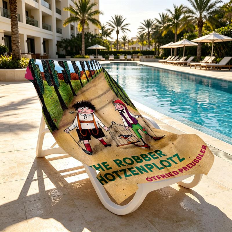Der Rauber Hotzenplotz Print Beach Towel Design, Soft, Lightweight. for Home Bathroom, Spa, Pool, Yoga, Surfing, Camping, Gift for Family, Friend