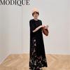 MODIQUE Summer Plus Size New Dress Shirt Women Loose Patchwork Cotton Linen Floral Dress Solid Casual Female Dresses O-Neck