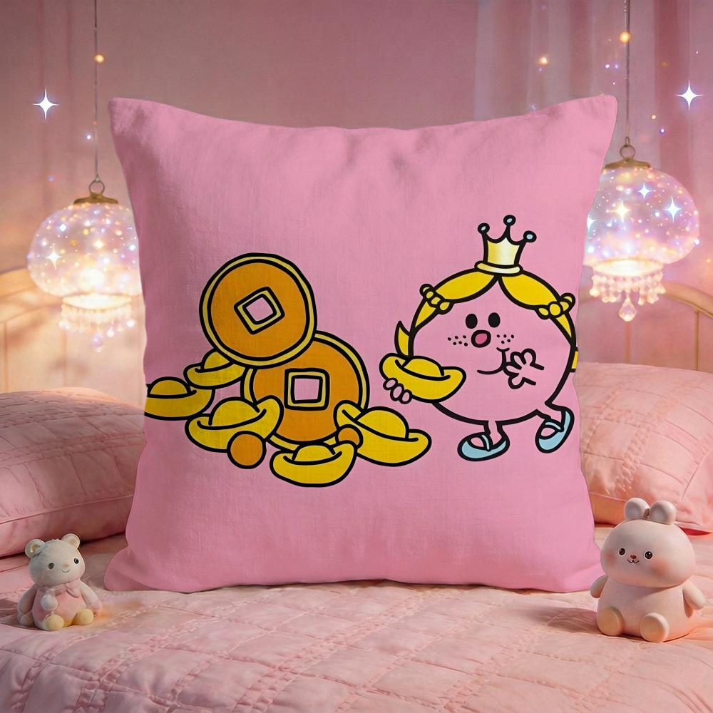 MrMen And LLittle MMiss Cushion Cover Premium Comfort Reversible Pillow Cove Two In One Design For Any Room Car Interior