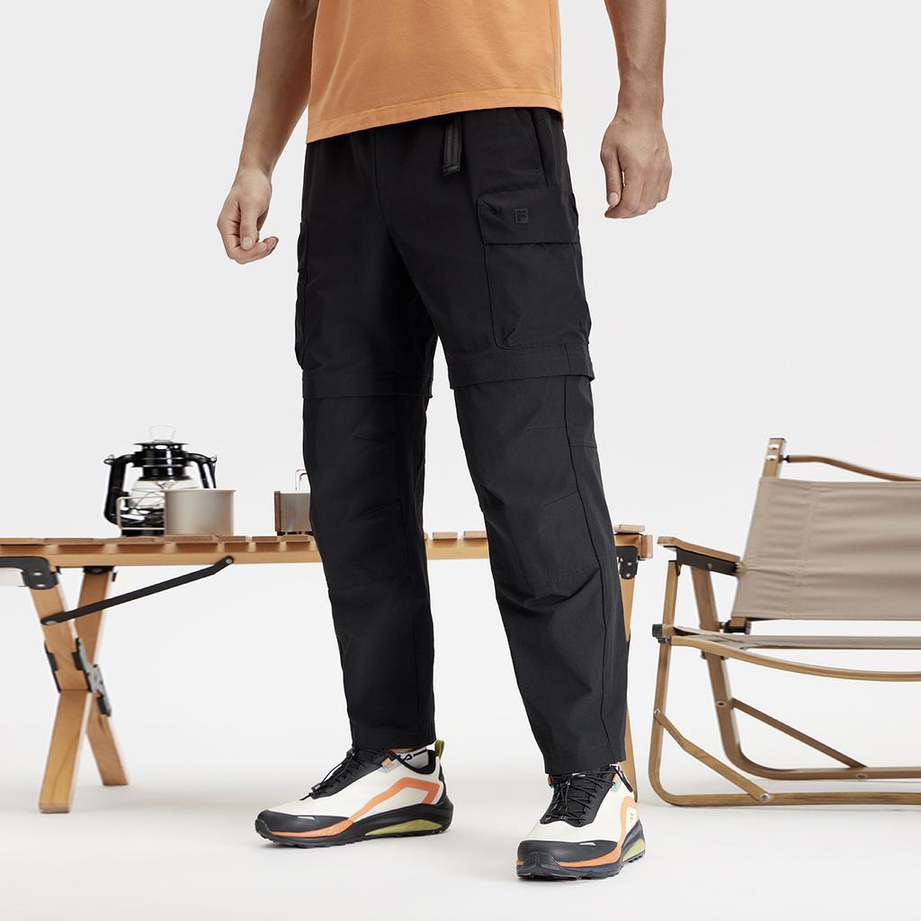 Fila Solid Color Straight Leg Sports Woven Casual Pants Men Bottoms Deep-Black A11M417804F-BK