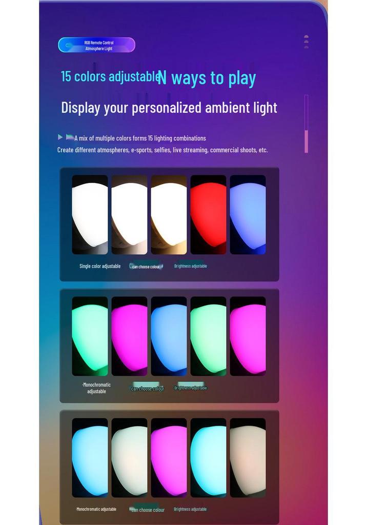 Беспроводная RGB LED лампочка с магнитом и зарядкой Type-C для дома, кемпинга и использования на открытом воздухе