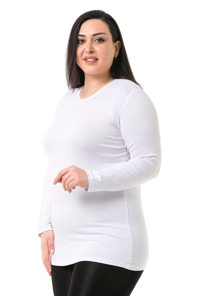 Women's Style Big Size Body Plus Size Crew Neck Long Sleeve Viscose Black Body