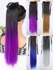 Synthetic Long Straight Ponytail Hair Multi-color Extensions Lace-up Straight Ponytail 22-inch Extension Ponytail For Women Daily Use