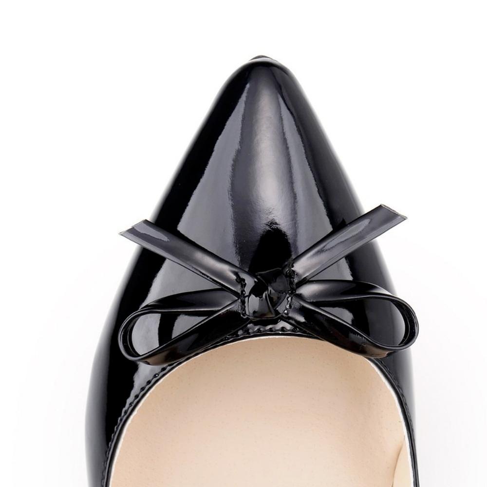 Sexy 5cm Low Kitten High Heels Shoes PU Patent Leather Pointed Toe Black Work Pumps With Bowknot Red Wedding Shoes