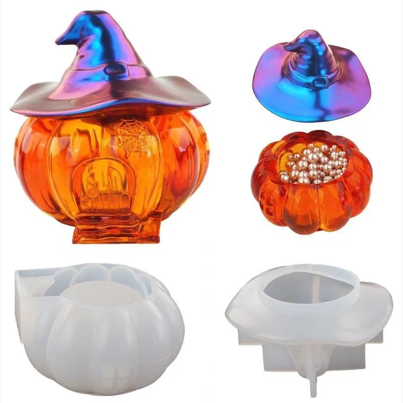 DIY Halloween Witch Pumpkin Hut House Storage Box Candy Box Mirror Silicone Mould Home Decoration Craft Gifts