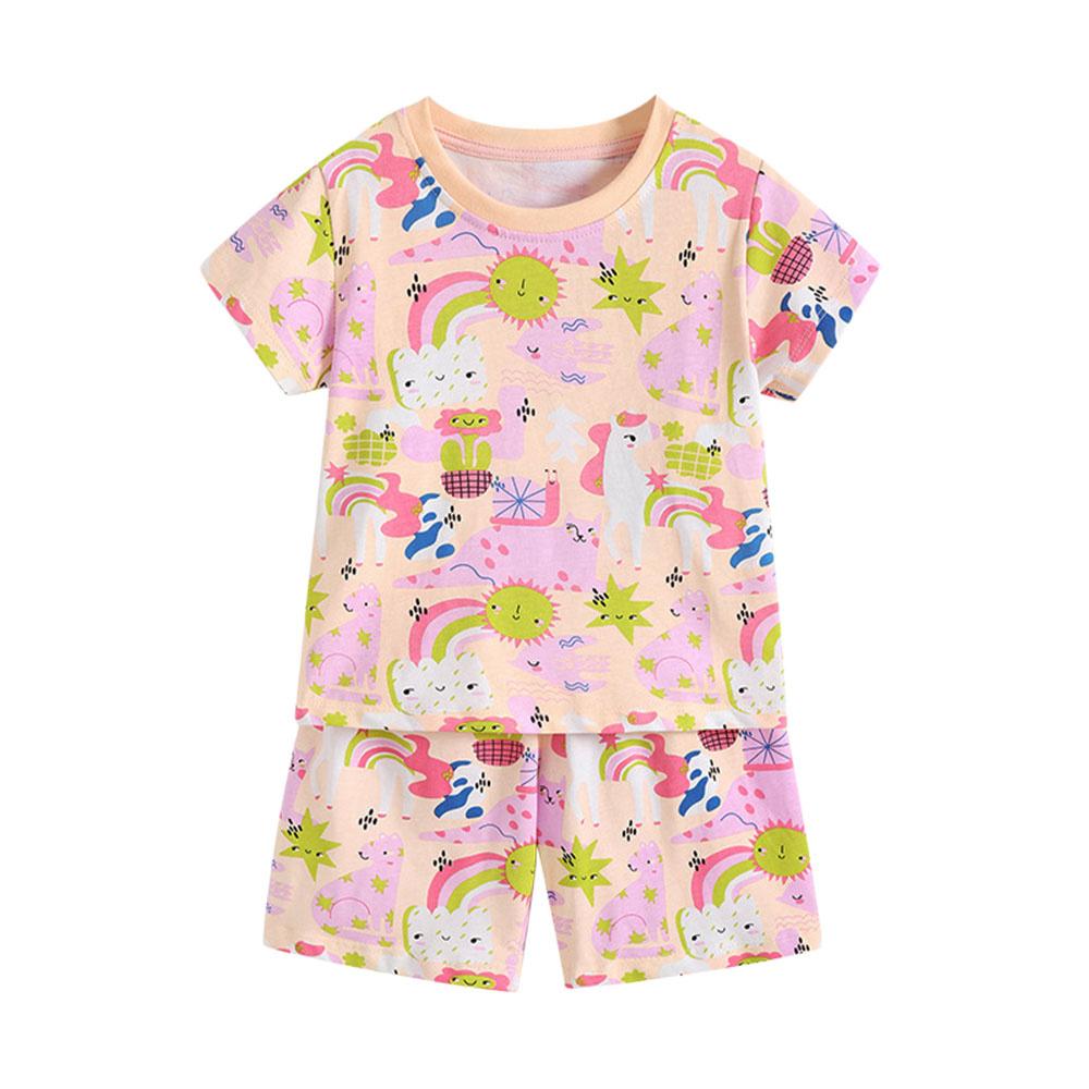 Jumping Meters New Arrival 3-8T Kids Girls 2 PCS Sets Baby Outfits Summer Tops + Shorts Children's Clothing Set Toddler Outfits