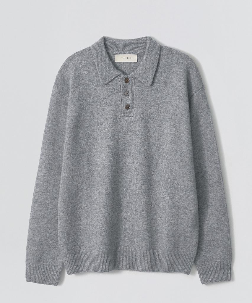 EZIO Natural Button Collar Knit_Melange Gray