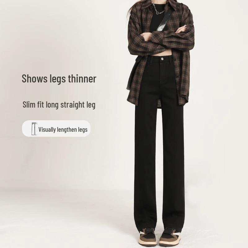 Женские черные джинсы с высокой талией, утягивающие, на флисовой подкладке: Новая весенняя коллекция 2025