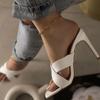 2024 Summer New Style Square Head Cross Strap Stiletto Heels Women's Solid Color Sandals and Slippers 43
